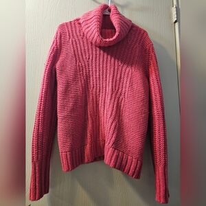 Banana Republic Cozy Pink Turtleneck Sweater Sz M Chunky And Warm